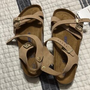 Birkenstock Tan Sandals with Contoured Footbed